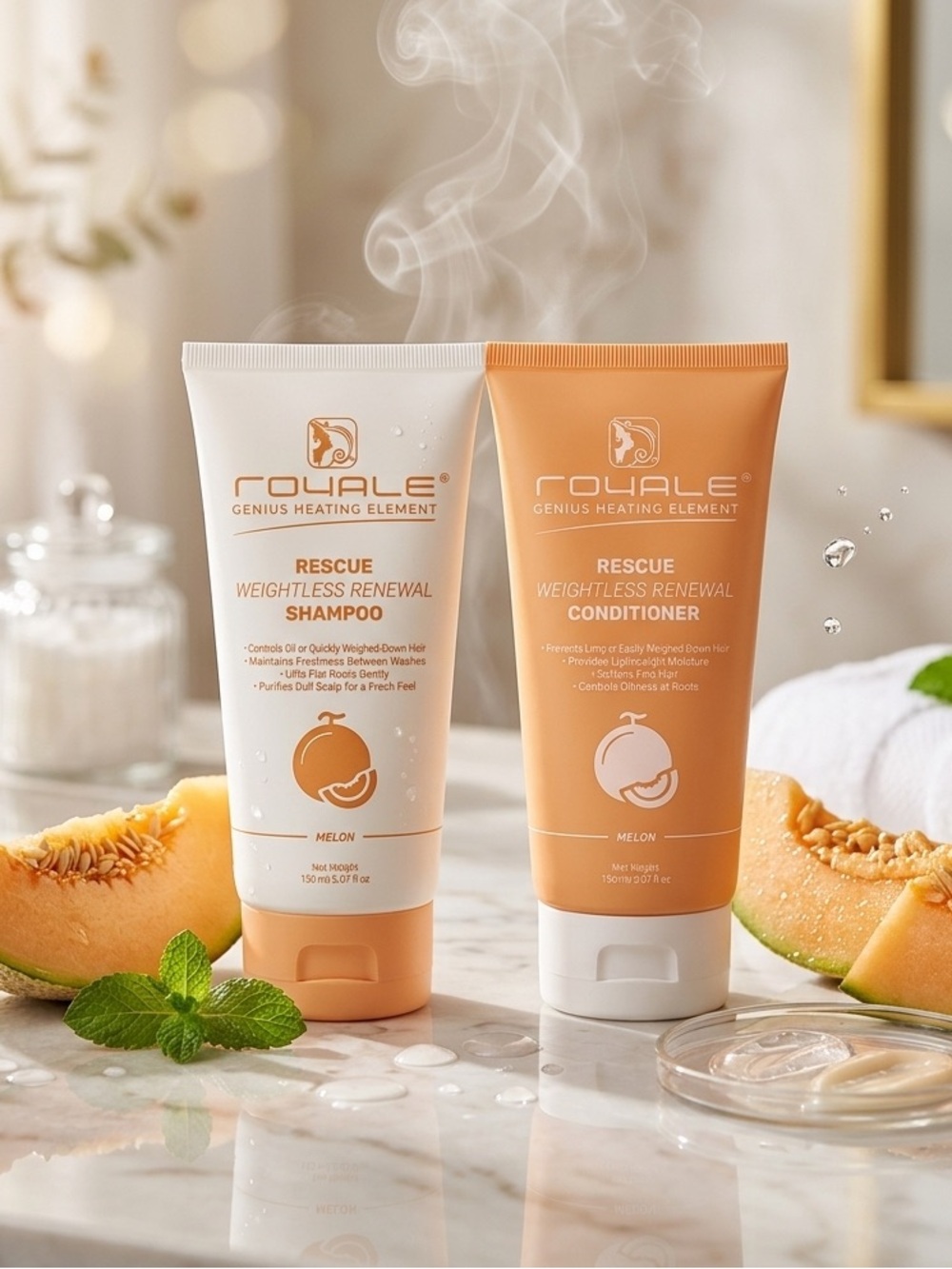 Royale Rescue Weightless Renewal Melon Shampoo & Conditioner - Retail $150